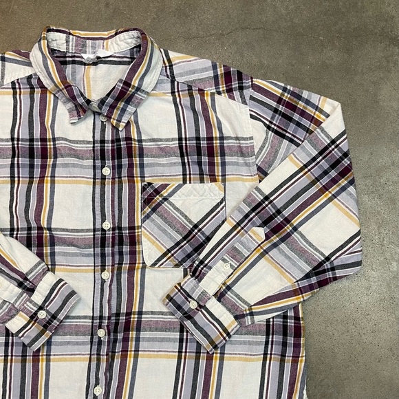 Time & Tru Cotton Button Up Pocket Long Sleeve Plaid Shirt - Picture 1 of 8